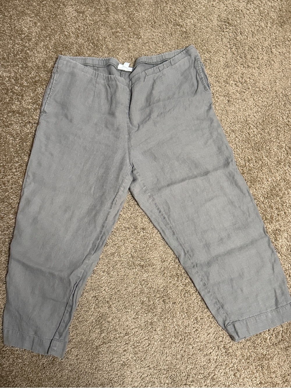 J. Jill Light Gray Linen-Blend Casual Chinos